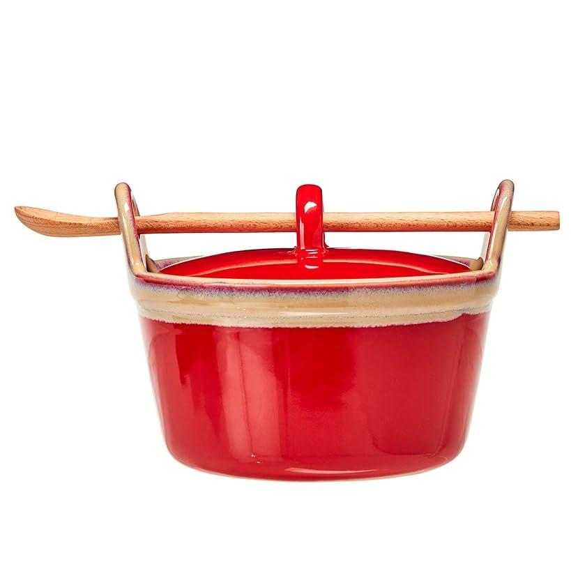 Casserole with Wooden Spoon - Red
