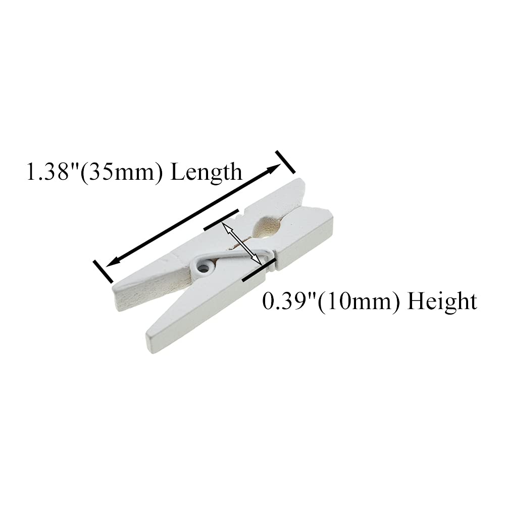 Hahiyo White Wooden Clothes Pins Clothespins Small Do Not Fall Apart 1.38 Inches Length 50 Pack Sturdy Strong Springs No Rust No