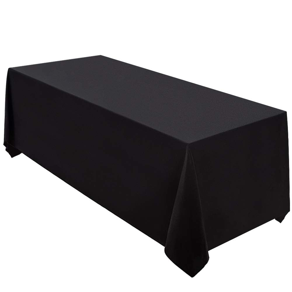 Surmente Black Tablecloth 90 X 132-Inch Rectangular Polyester Table Cloth For Weddings, Banquets, Or Restaurants