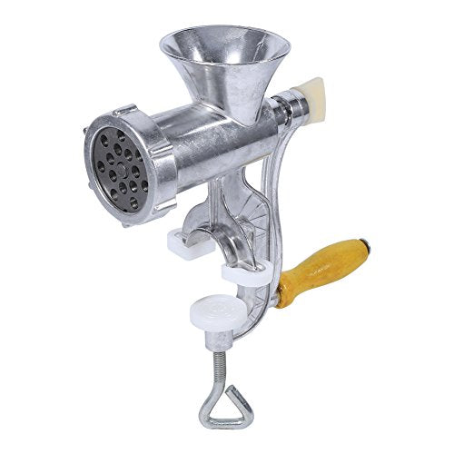 Manual Meat Grinder, All Parts Stainless Steel, Hand Operated Meat Grinding Machine With Tabletop Clamp, 2 Grinding Plates & Sau