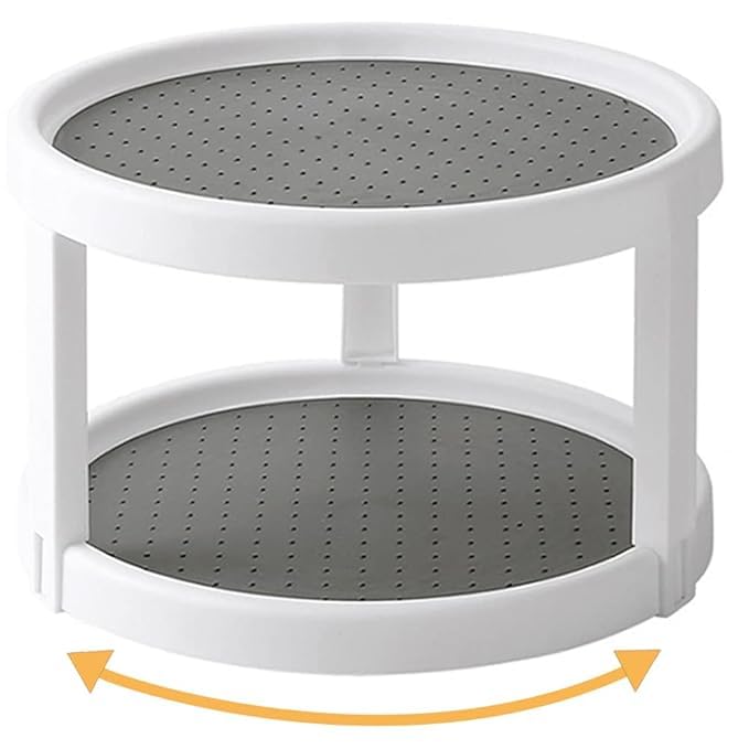 2 Tier Turntable Cabinet Organizer, Non Skid Rotating Spice Rack 360 Degree, Spice Rack Organizer 10Inch Turntable Organizer Fo