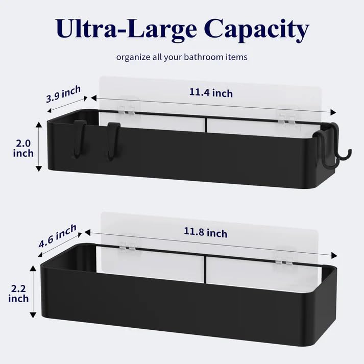 Kitsure Large Shower Caddy - 2 Pack Adhesive Shower Organizer, Drill-Free Shower Shelves For Inside Shower, Rustproof Stainless