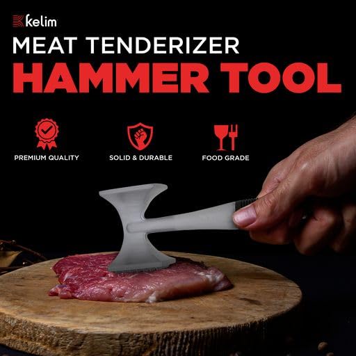 Meat Tenderizer Mallet - Heavy Duty Aluminum Meat Mallet Pounder - 2-Sided Meat Hammer Tenderizer For Softening And Flattening.