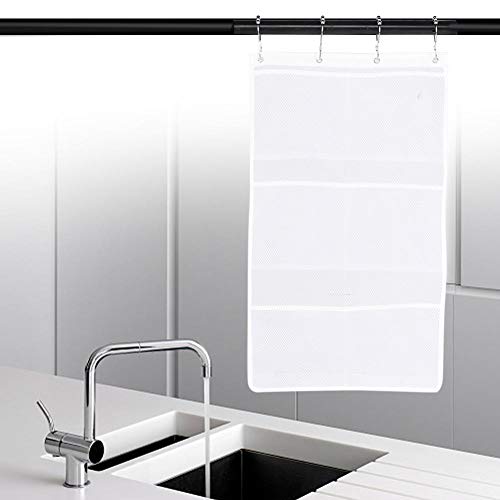 Yosooo 6 Pockets Mesh Shower Organiser Bathroom Over The Door Hanging Mesh Pockets Storage Bag Holder Hanging Caddy With Hooks Q