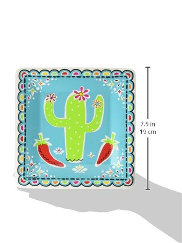 Amscan Picado De Papel Square Plates, 7'' - Pack Of 18, Multicolor