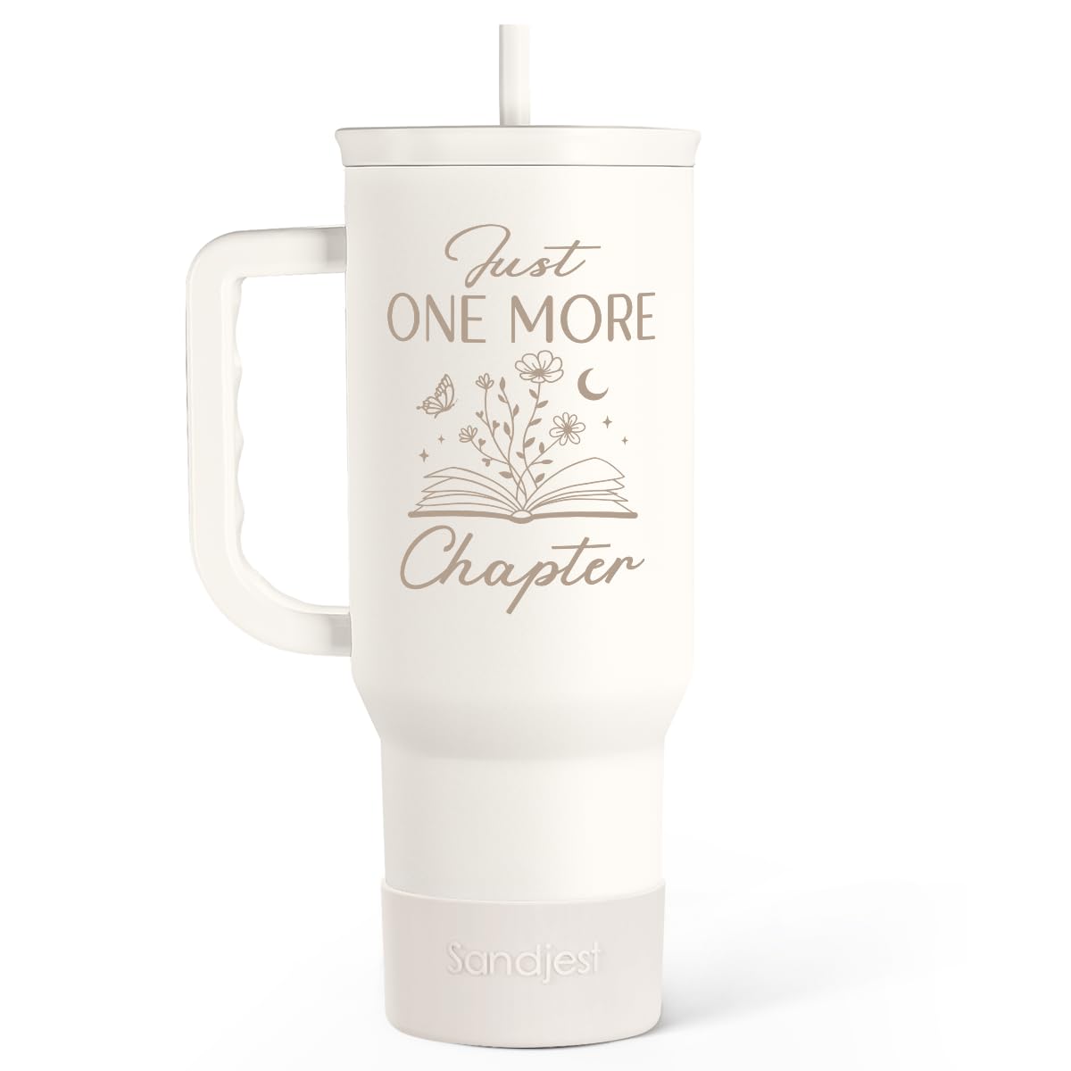 Book Lover Gifts for Women, Just One More Chapter Tumbler with Handle, Stainless Steel Insulated Coffee Travel Mug Cup, Gifts fo