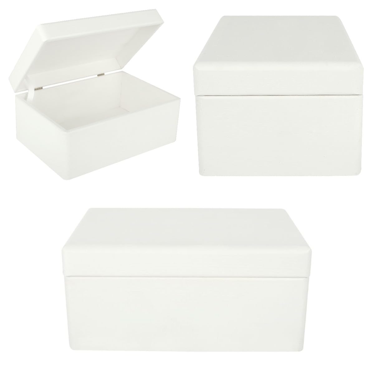 creative Deco Large White Wooden Box Storage with Hinged Lid  118 x 787 x 551 inches (+-05)  gift Box for Tool Dog Toy Shoes clothes Kitchen Storage  Wood Keepsake chest