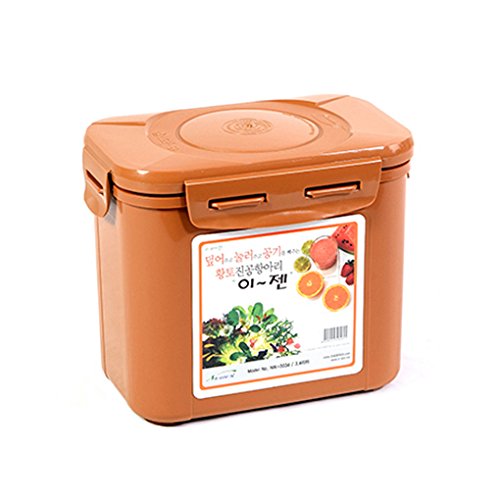 E-Jen Premium Kimchi, Sauerkraut Container Probiotic Fermentation With Inner Vacuum Lid (Earthenware Brown, 0.9 Gal/ 3.4L)
