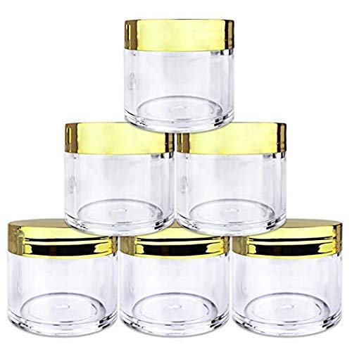 Beauticom 6 Pieces 1 Oz. Usa Acrylic Round Clear Jars With Flat Top Lids For Creams, Lotion, Make Up, Cosmetics, Samples, Herbs,