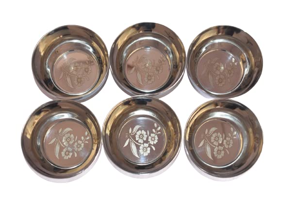 IHH Stainless Steel Bowl Vati | Steel Bowl Set for Kitchen | Dinner Bowl Katori Serving Wati, Pack of 6