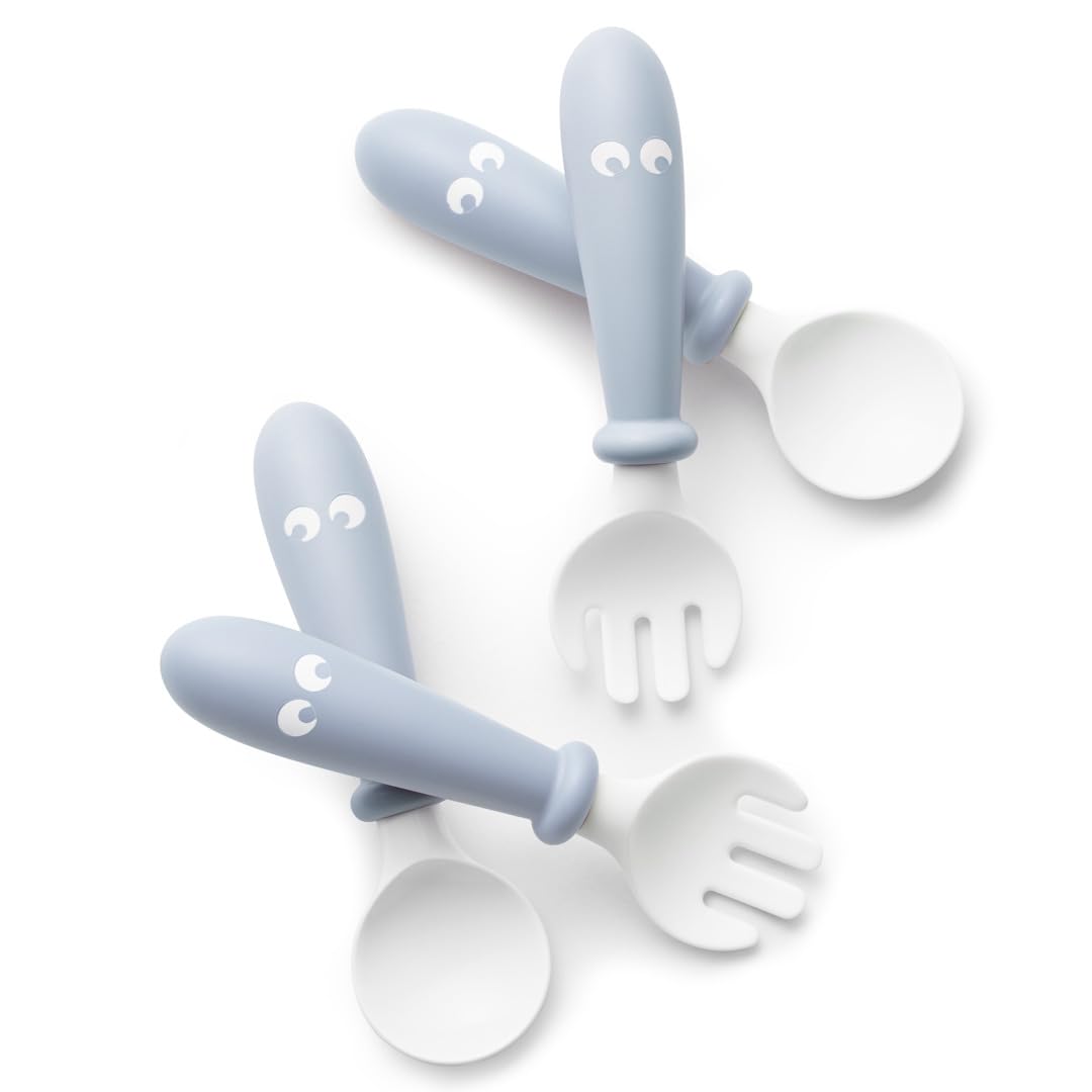 BabyBjrn Baby Spoon and Fork, 4 pcs, Powder Blue