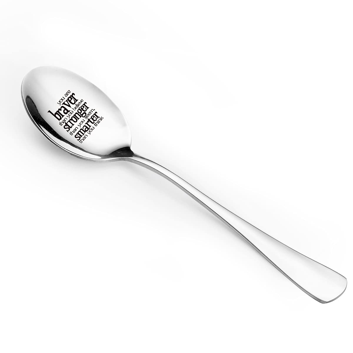 Aakihi Inspirational Gifts - Funny Youre Braver Than You Believe Spoon Engraved Stainless Steel - Graduation Spoon For Women Men