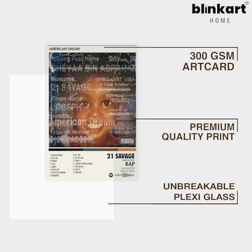 BLINKART 21 Savage(American Dream) Music Album Songs Poster Hanging Wall ArtWork PhotoFrames Art Home Bedroom Living Room Aesthe