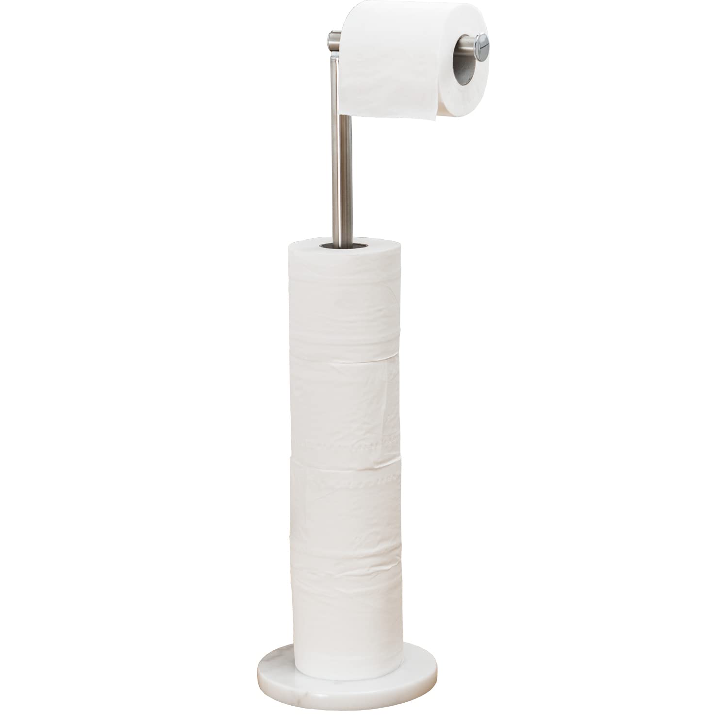 Toilet Paper Holder Stand ?2022 Upgraded? -Free Standing Toilet Paper Holder With Heavy Marble Base And Brushed Nickel Sus304 St