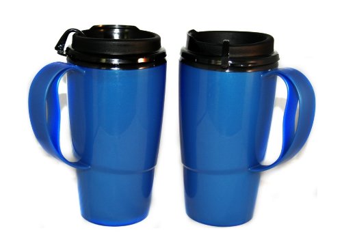 Gama Electronics 2 Insulated Thermoserv Coffee Mugs 16 Oz. Blue