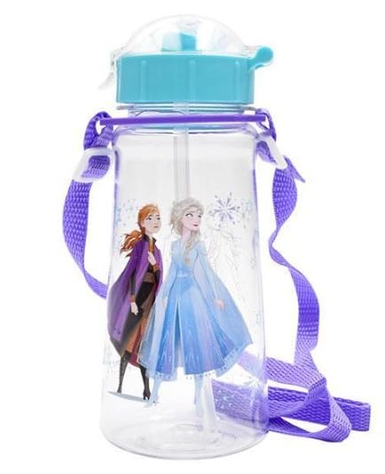 Florian Frozen Tritan water bottle with a shoulder Strap and builtin Straw for easy, handsfree hydration, 450ml