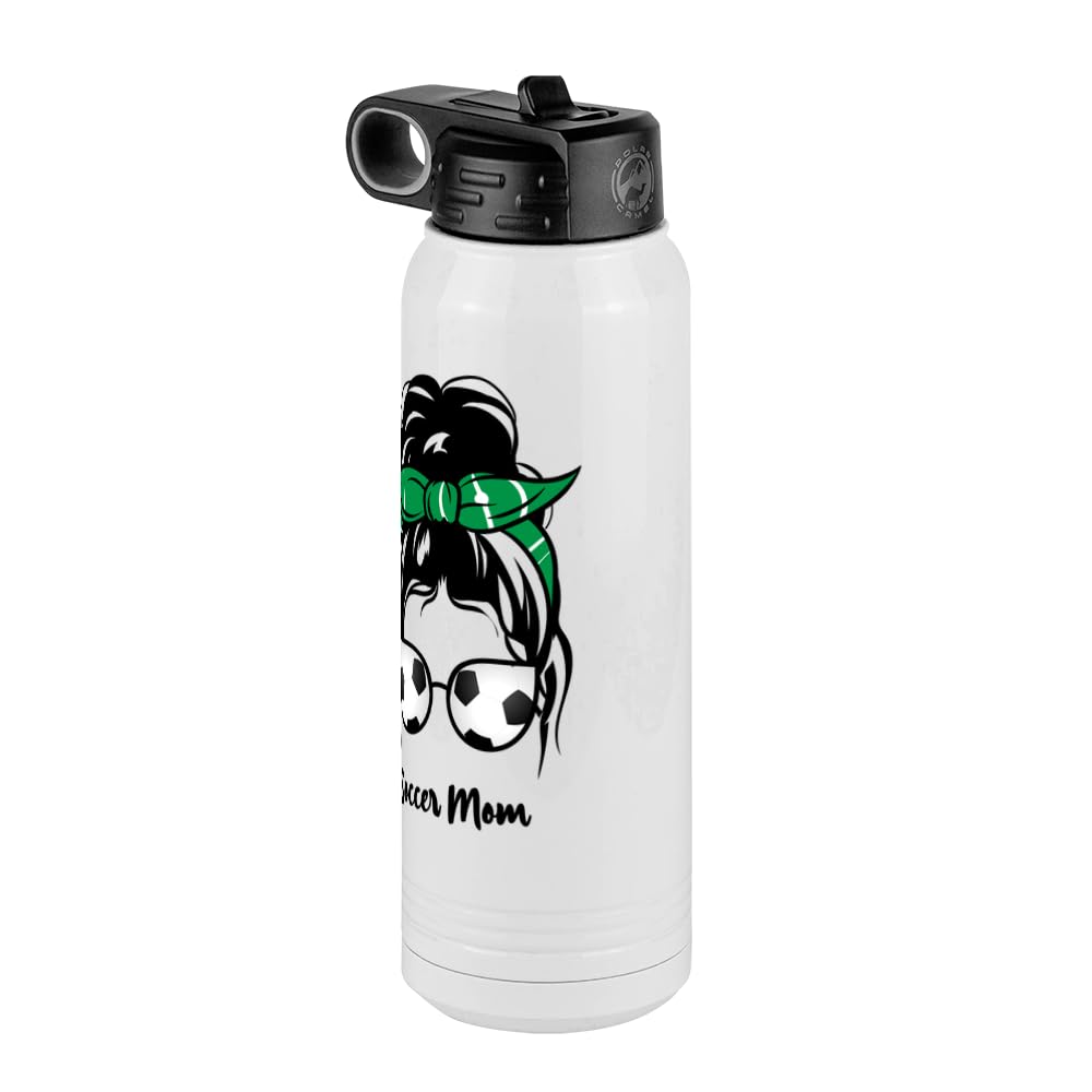 Soccer Mom Water Bottle, Messy Bun, White 30 Oz Polar Camel With Straw Lid, Stainless Steel, Vacuum Insulated
