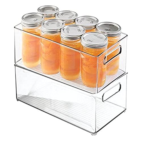 Upgraded 2 X Clear Organizer Storage Bin With Handle Compatible With Kitchen I Best Compatible With Refrigerators, Cabinets & Fo