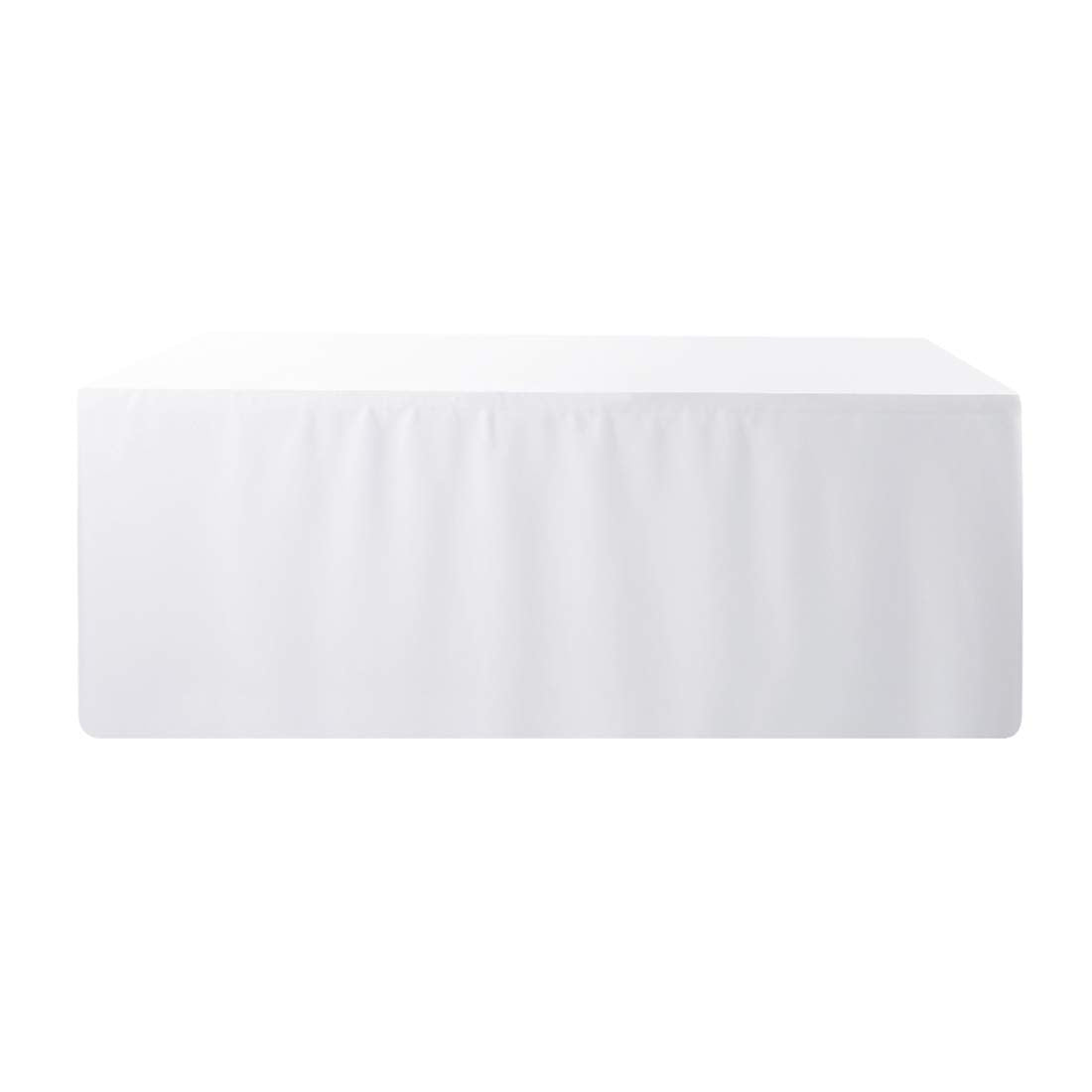 Waysle 4 Feet (L x W: 48''X30'') Rectangle Fitted Tablecloth for Wedding Party Banquet Polyester Cloth Fabric Cover  White