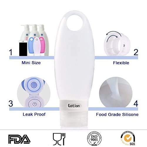Silicone Travel Bottle Set Tsa Approved Carry On Shampoo Conditioner Bottle Leak Proof Design Bpa Free For Cosmetics 3.3 Oz (4 P