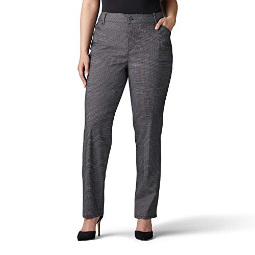 Lee Womens Size Relaxed Fit All Day Straight Leg Pant, Blackwhite Rockhill Plaid, 16 Plus