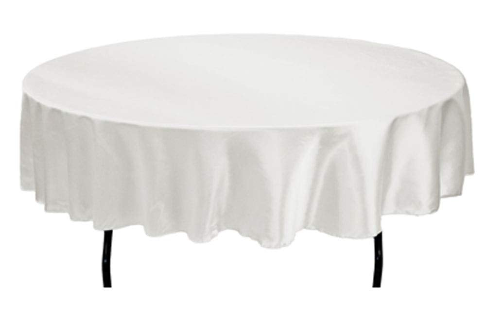 Tektrum 90 Inch Round Silky Satin Tablecloth - Premium Fabric (White)