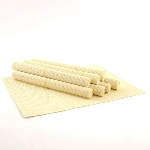 Bamboomn Bamboo Placemat/Sushi Rolling Mat - 18.75'' X 13'' - Natural, 6 Pcs