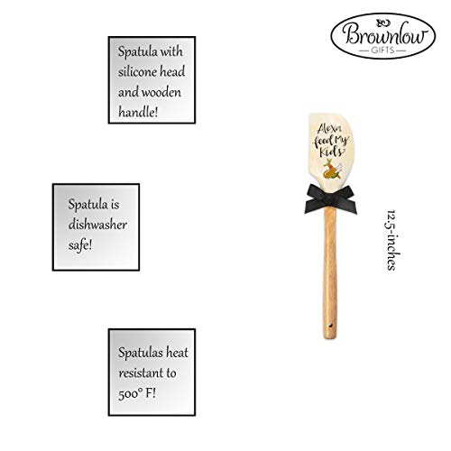 Brownlow Gifts Simply Sassy Silicone Spatula, 12.5-Inch, Alexa, Feed My Kids