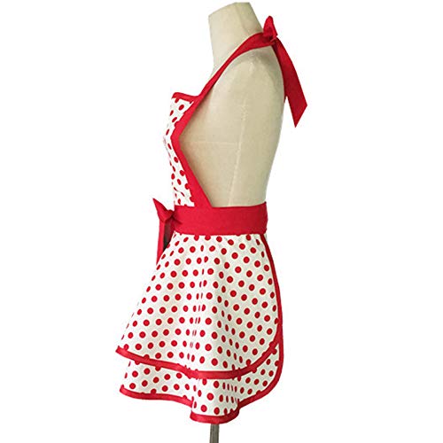 Hyzrz Lovely Handmade Cotton Retro Aprons For Women Girls Cake Kitchen Cook Apron For Mother'S Gift (Red Dot)
