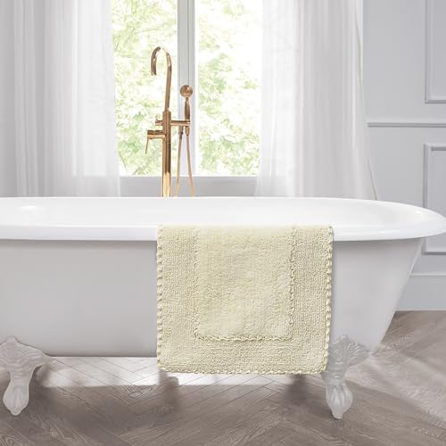 Laura Ashley Ruffle Border 100% Cotton Bath Rug, Yellow, 20''X 34''