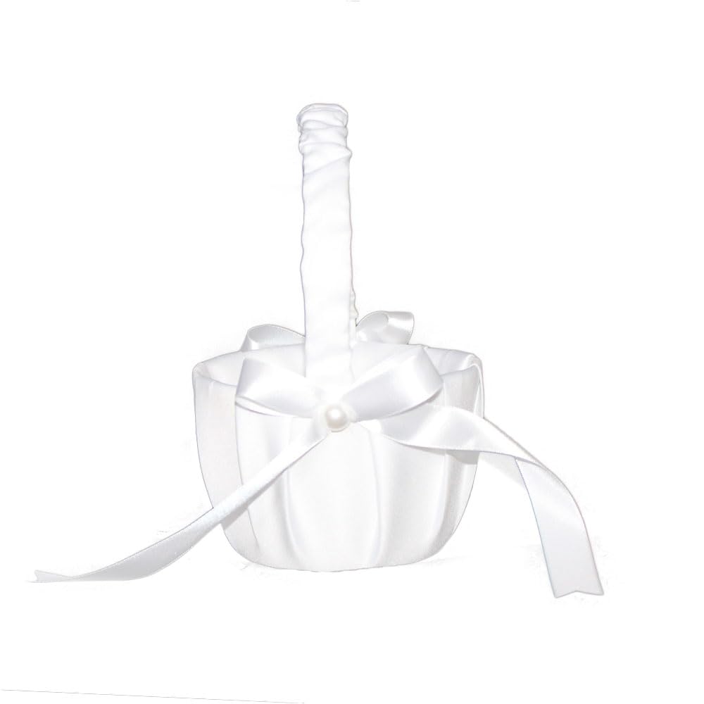 Flower Girl Basket,Wedding Flower Basket,Western Rustic Lace Bowknot Wedding Basket Candy Gift Bag For Wedding Party Banquet Chr