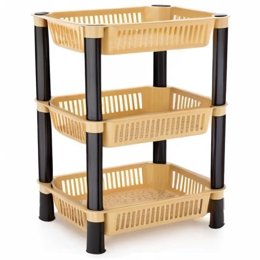 Entisia Multi Layer Storage Rack Stand - Multi Purpose Vegetable Storage Rack, Plastic Space Saving Basket Organizer for Office,