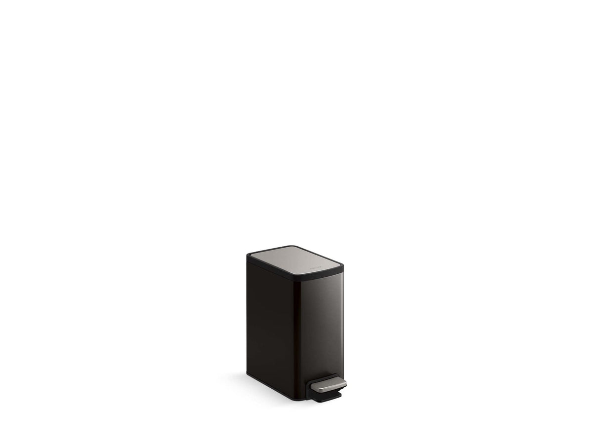 Kohler 31319-Bst Bathroom Trash Can, 1.6 Gallon, 6-Liter Step Can, Quiet-Close Small Trash Can With Foot Pedal, Black Stainless