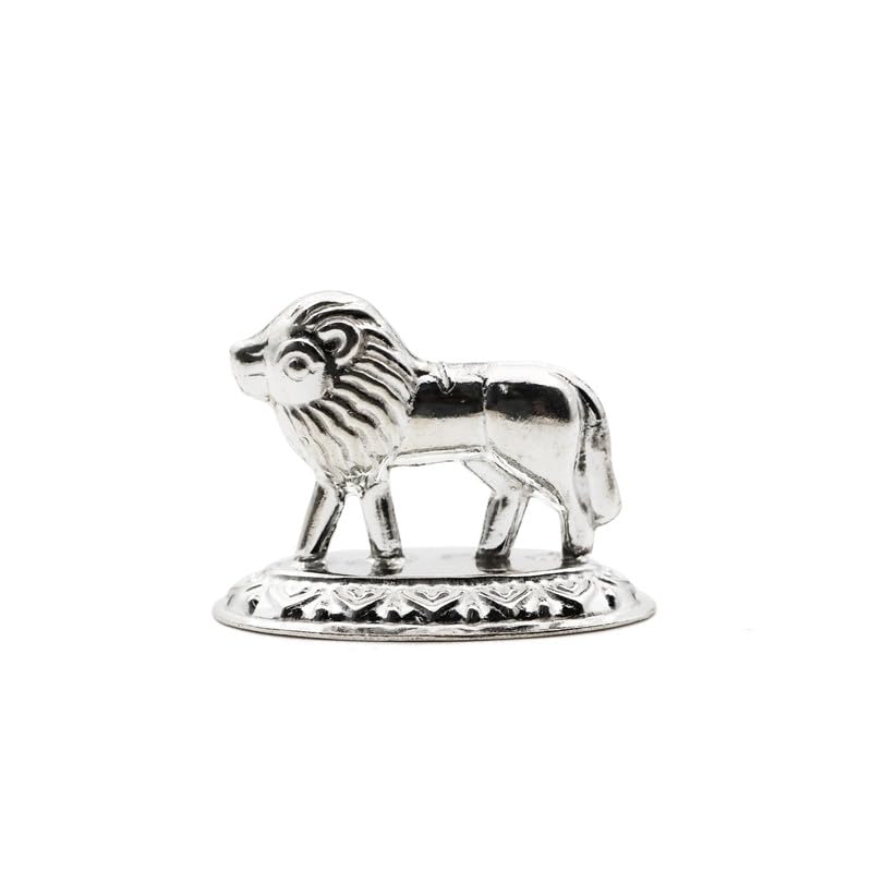 Dokchan Pure Silver Lion | Chandi Ka Sher Animal Idol For Pooja And Home Dcor (Size : 3.5Cm | Weight : 6.2Gm Approxe
