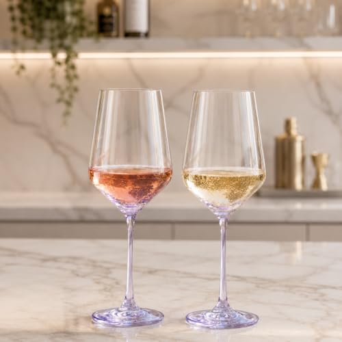 Monet Stemmed Wine Glassware, Purple, Set of 2