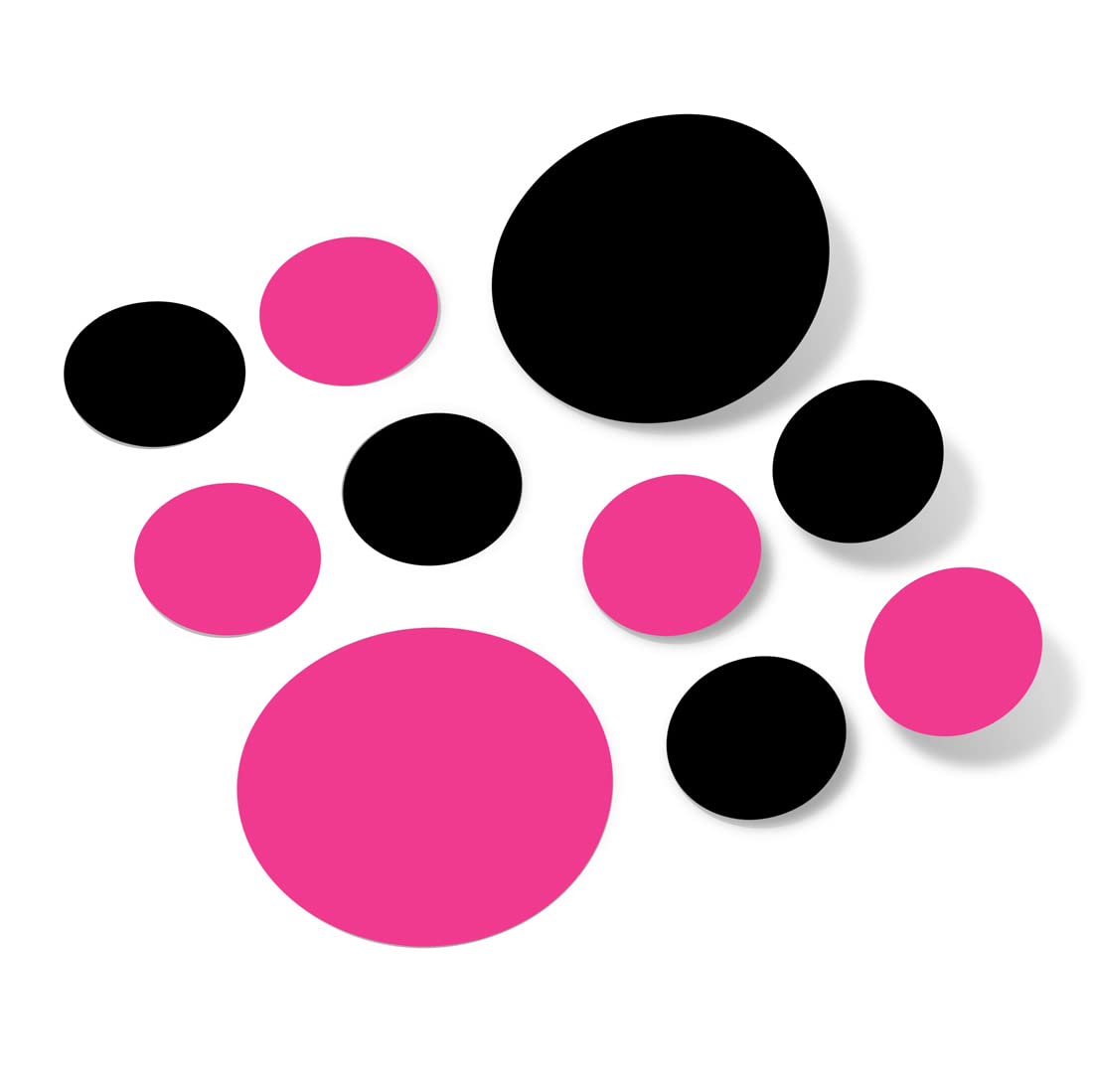Hot Pink/Black Vinyl Wall Stickers - 2 & 4 Inch Circles (60 Decals)