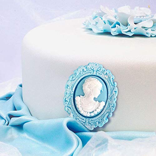 Rfghac Cameo Picture Frame Silicone Molds Angel Fairy Fondant Mold Mirror Frame Lady Avatar Chocolate Mold For Cake Decoration C