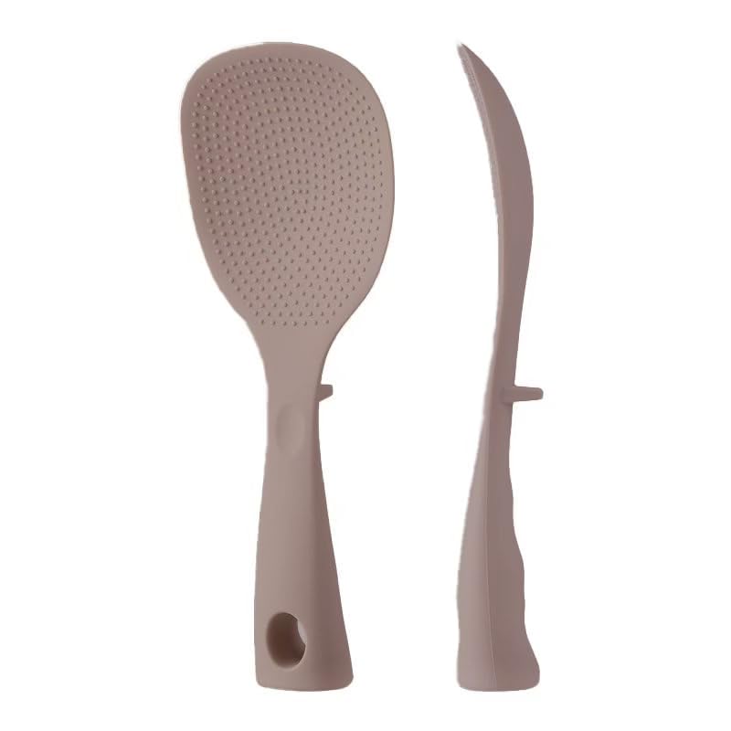 Minchsrin Silicone Rice Ladle Spoon for Electric Rice Cooker and Kitchen with Easy to Clean Feature (Brown)