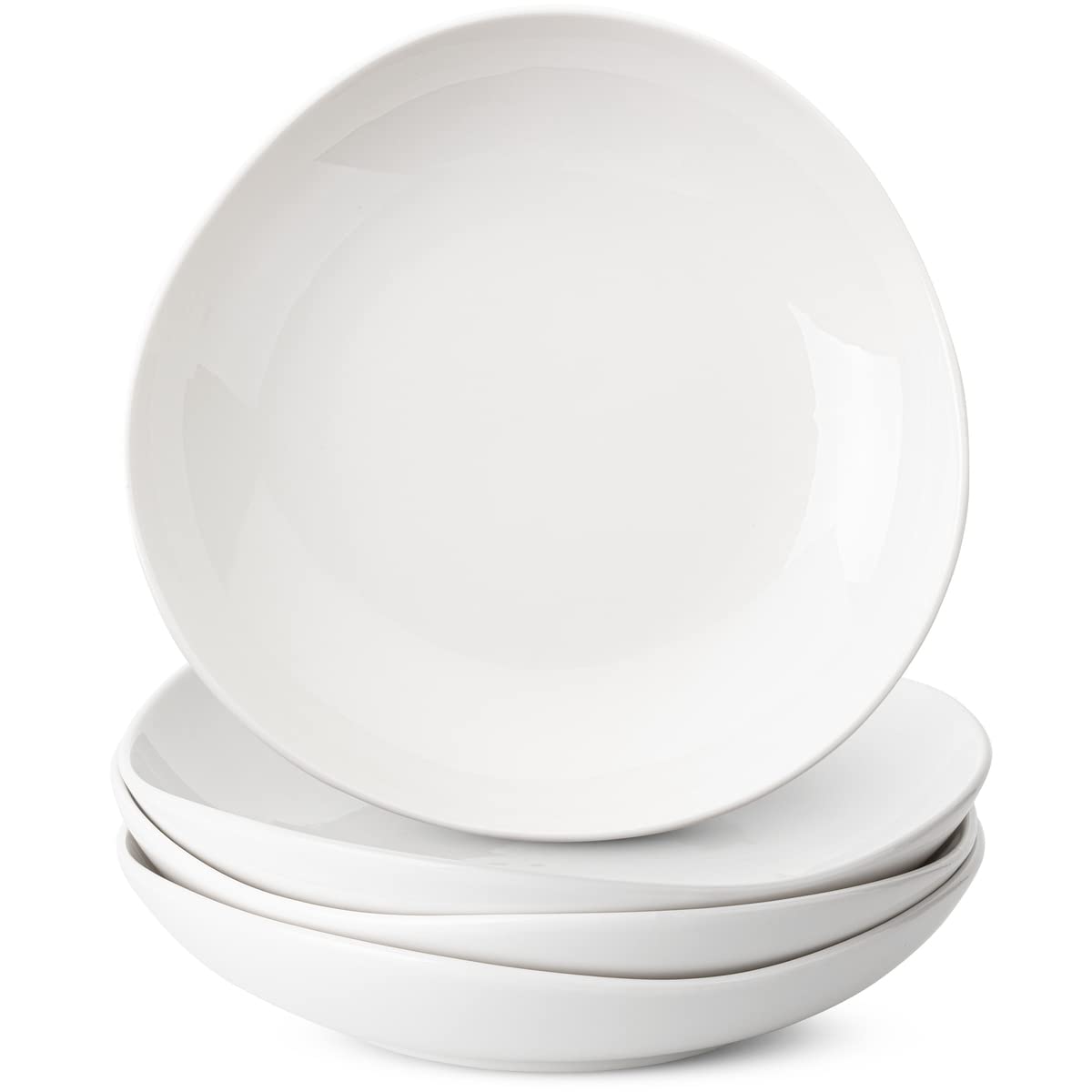 Btat- Porcelain Serving Bowls, Triangular, 24 Oz, Set Of 4, Pasta Bowls, Large Serving Bowls, White Serving Bowls, Serving Bowls