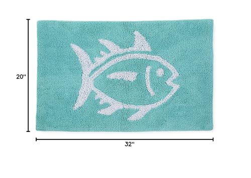 Southern Tide 7132581 Skipjack Cotton Reversible Absorbent 20-Inch X 32-Inch Bathroom Bath Rug, Aqua