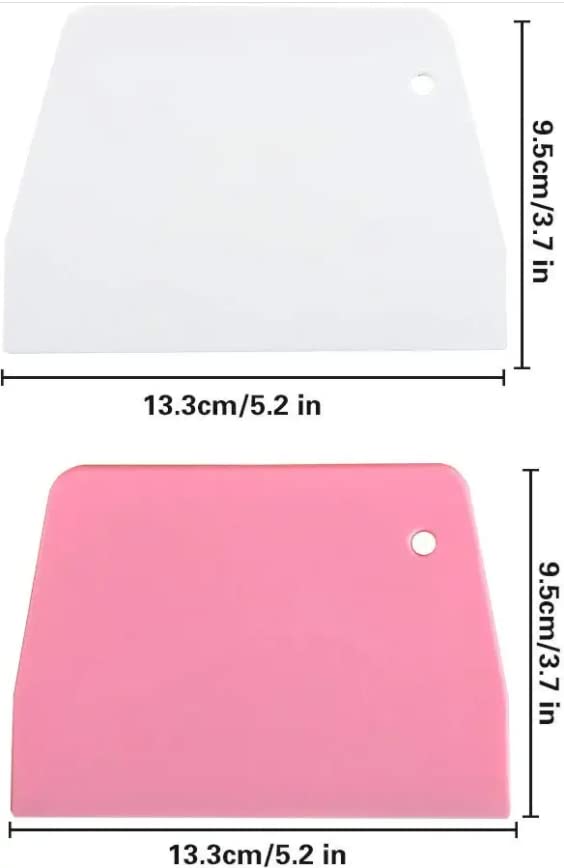 Bamutu Dough Scraper 2 Pcs Plastic Pastry Bread Scraper Dough Cutter Scraper Tool For Pizza Dessert Cake Baking Pastries Bread (