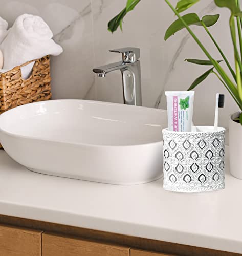 Zahari Home 4pc Monaco Stylish Bathroom Accessories Set Soap and Lotion Dispenser  Tumbler  Tooth Brush Holder and Soap Dish Modern Classic Luxury Contemporary Decor Unique Design Modern Bath Set