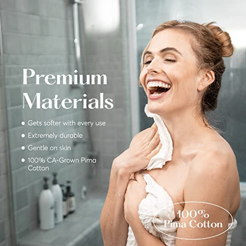 Sutera - Wash Towels Extra Absorbent Silverthread Washcloths Set - Pack Of 4 White - 100% Ca-Grown Cotton - Luxury Soft Durable