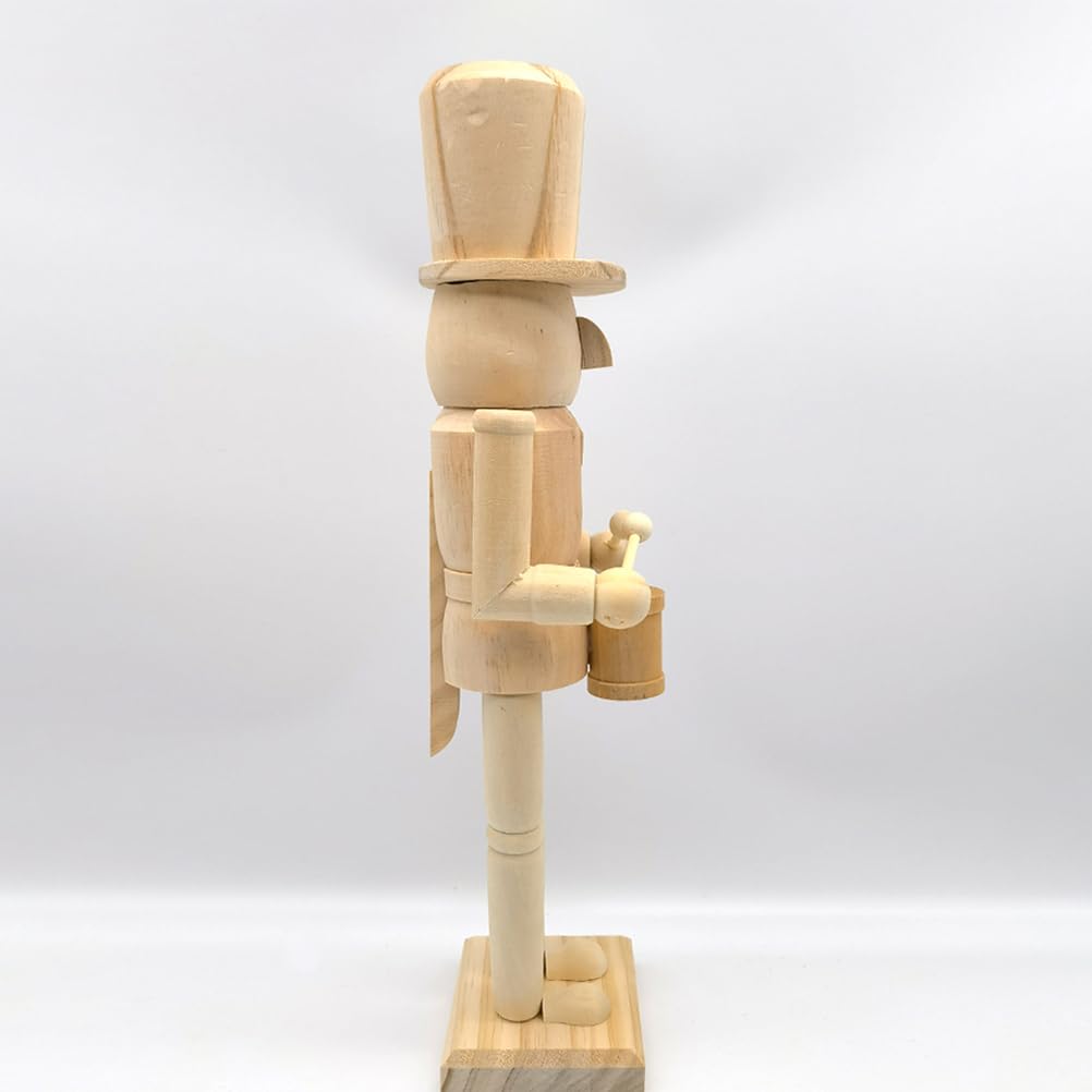 Cabilock Christmas Wooden Unfinished Nutcracker Figures 14.96 Inch DIY Blank Unpainted Nutcracker Soldier Figures Puppet Ornamen