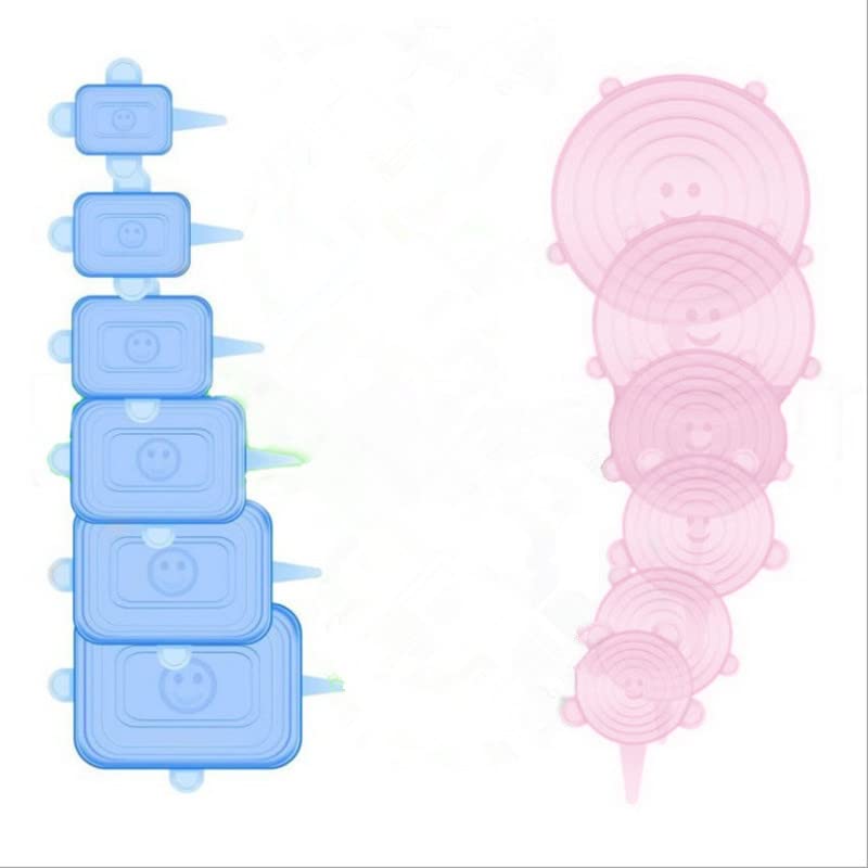 Hengdu Silicone Stretch Lids, Silicone Bowl Lids, 12 Pack Reusable Silicone Lids For Food Containers, Refrigerator And Microwave