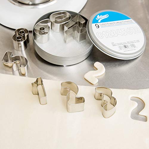 Ateco Plain Edge Small Numbers Cutters (0 - 9), 1 1/2'' High Stainless Steel, 9 Pc Set
