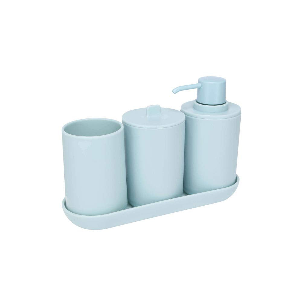 Idesign Cade 4-Piece Bathroom Accessory Set, Soft Aqua