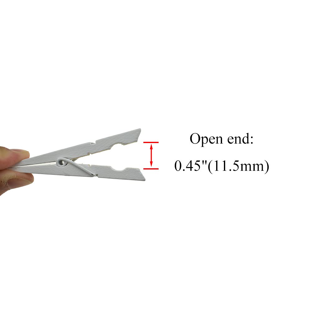 Hahiyo White Wooden Clothes Pins Clothespins Wide Do Not Fall Apart 2.87 Inches Length 16 Pack Sturdy Strong Springs No Rust No