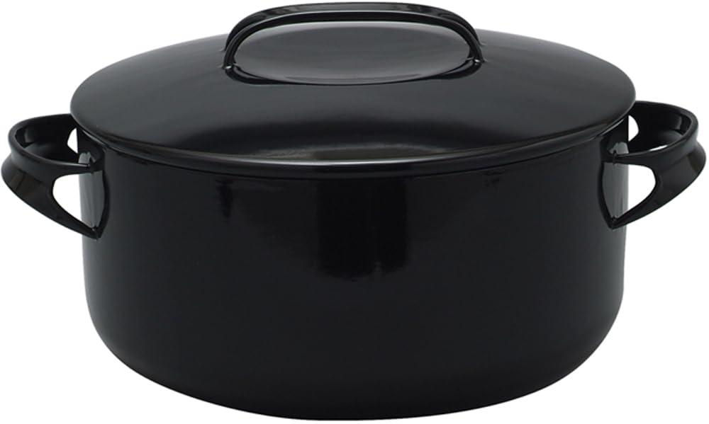 NOMAKU NOM24TBK Noda Horo Enameled Casserole 9.4 inches (24 cm), Induction Compatible, Black, Made in Japan