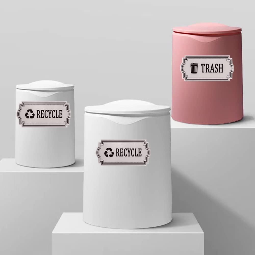 Wumuzai 4 Pack Recycle Sticker For Trash Can Bins, Trash Recycle Stickers, Vinyl Recycling Sticker, Adhesive Garbage And Recycli
